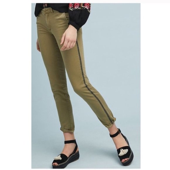 Anthropologie Relaxed Chino Pants with Stripe - Picture 2 of 9